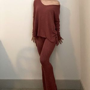 Mauve pink flare lounge set